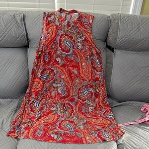 J. Jill Red and Orange Paisley Dress